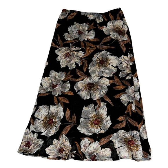 Band of the Free NWT Rho Black Floral Slip Skirt Sz Small Black Cream - Picture 9 of 16